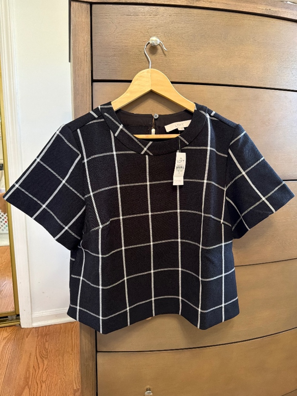 LOFT Windowpane Frame Neck Top